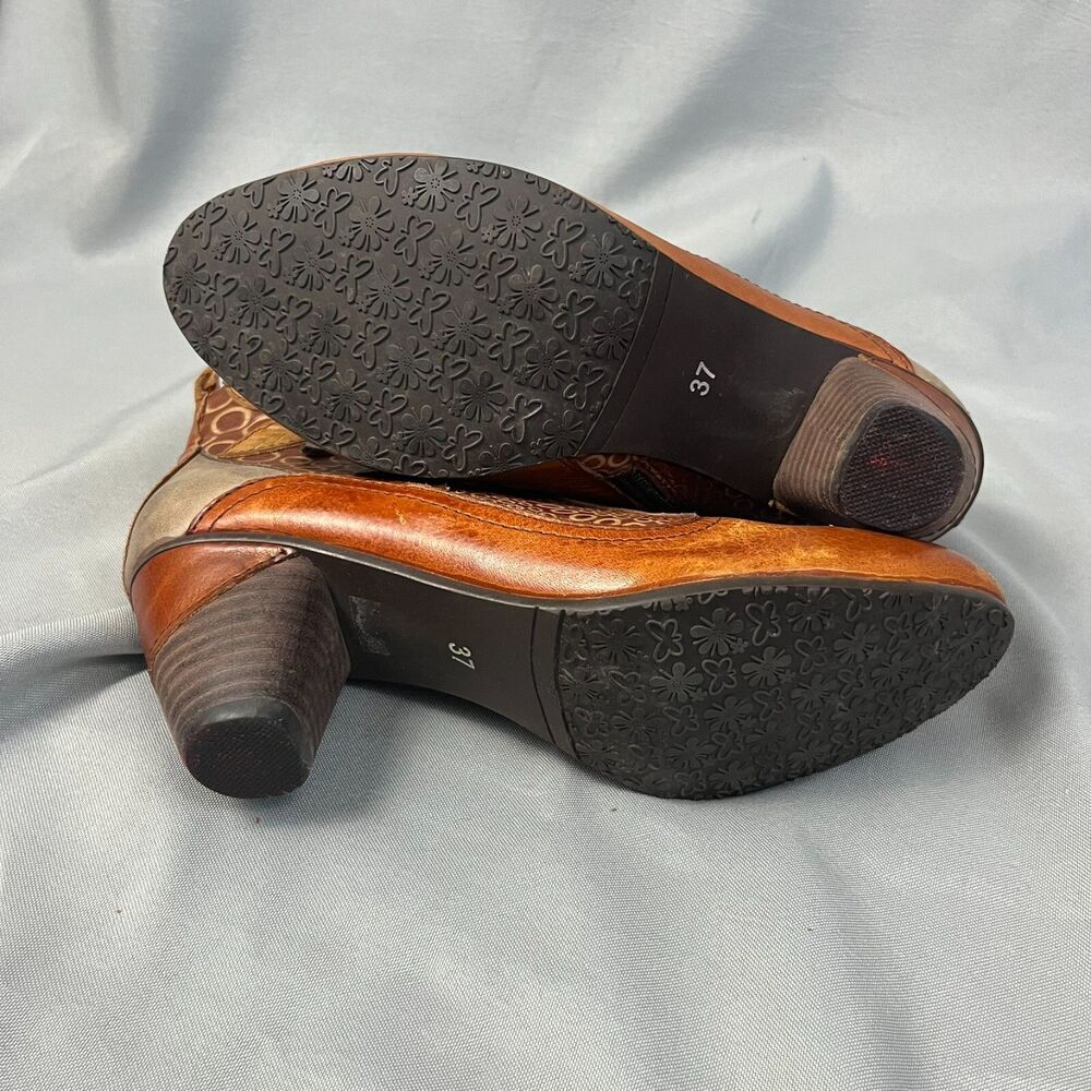 L’Artiste Brown Leather Boots‎ Womens Sz 6.5 Artsy Statement Espresso Fall Style - Picture 7 of 9